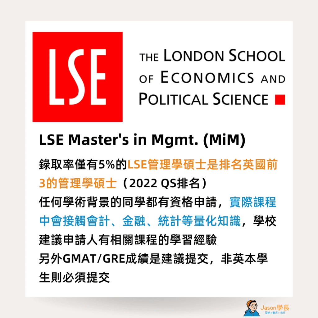 LSE Master's in Management 項目介紹